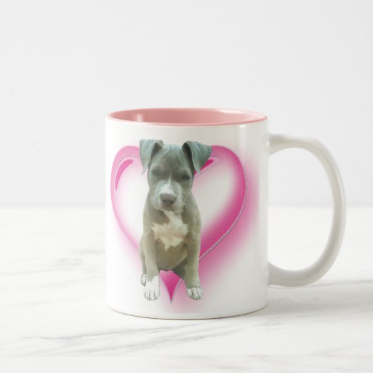 2 Couleurs Tasse bleue de chiot de pitbull (Droit)