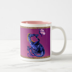 2 Couleurs Tasse bleue de dragon et de papillon