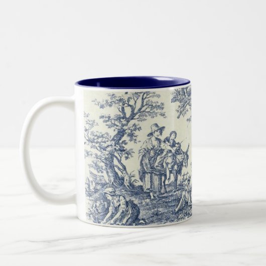 2 Couleurs Tasse bleue de motif de pays français (Gauche)
