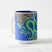 2 Couleurs Tasse bleue de Paisley (Devant gauche)