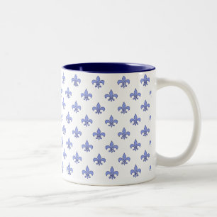 2 Couleurs Tasse bleue du motif Fleur-De-lis