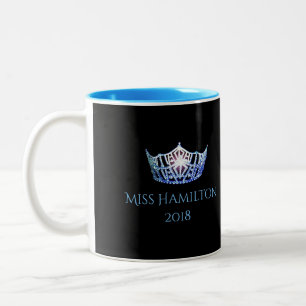 2 Couleurs Tasse bleue nommée faite sur commande de couronne