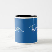 2 Couleurs Tasse bleue turquoise de coffe de Merci (Centre)