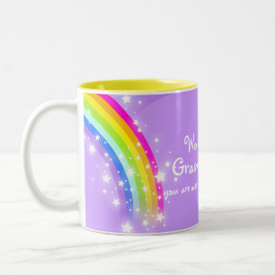 2 Couleurs Tasse bleue violette d'arc-en-ciel merveilleux de