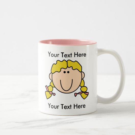 2 Couleurs Tasse blonde de tresses de fille faite sur (Droit)