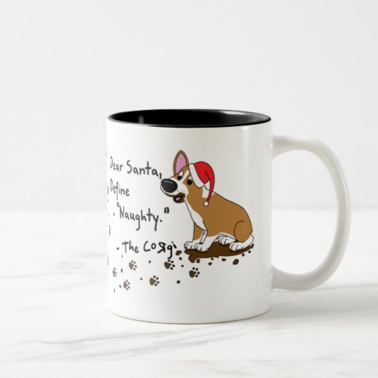 2 Couleurs Tasse boueuse de corgi de Noël (Droit)