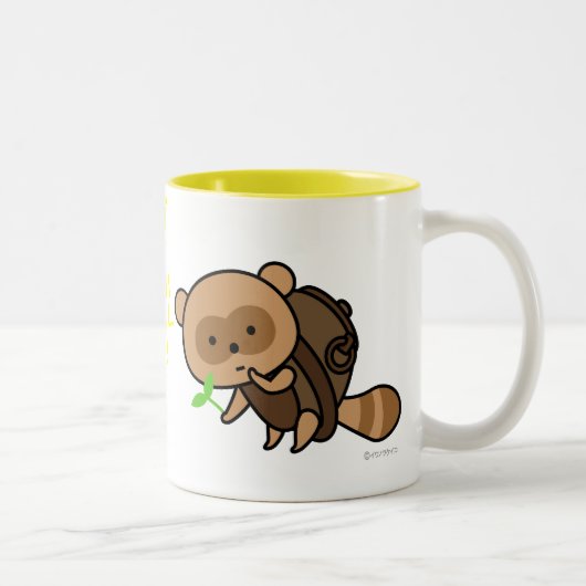 2 Couleurs Tasse - bouilloire Tanuki avec le feuille (Droit)