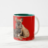2 Couleurs Tasse Bouledogue français Noël (Devant droit)