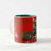 2 Couleurs Tasse Bouledogue français Noël (Devant gauche)