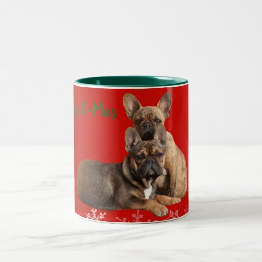 2 Couleurs Tasse Bouledogue français Noël (Centre)