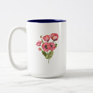 2 Couleurs Tasse Bouquet de Fleurs Roses Romantique