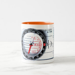 2 Couleurs Tasse - boussole de course d'orientation