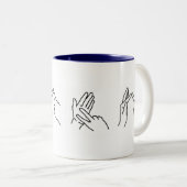 2 Couleurs Tasse britannique de langue des signes de "amour" (Devant droit)
