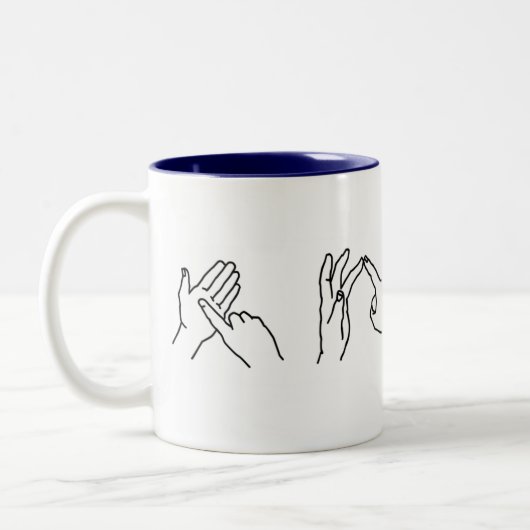 2 Couleurs Tasse britannique de langue des signes de "amour" (Gauche)