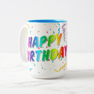2 Couleurs Tasse Cadeau Joyeux Anniversaire – Desi Coloré & J