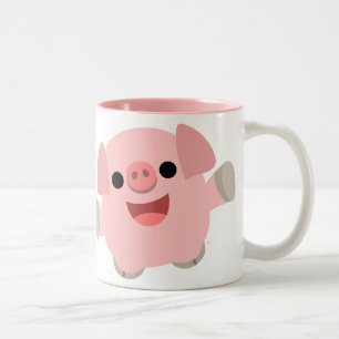 2 Couleurs Tasse câline de porc de bande dessinée