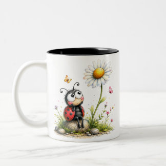2 Couleurs Tasse Capricieuse de Ladybug Vintage avec Vaissell