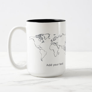 2 Couleurs Tasse Carte du Monde Minimaliste – Esthétique de V