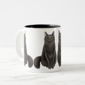 2 Couleurs Tasse chanceuse de chats noirs (Devant gauche)