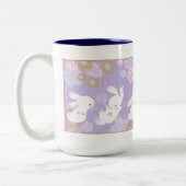 2 Couleurs Tasse chanceuse de lapins (lavande) (Gauche)