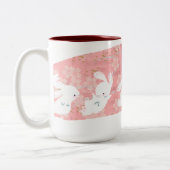2 Couleurs Tasse chanceuse de traçage de lapins (rose) (Gauche)