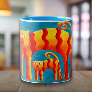2 Couleurs Tasse Chat Chatons Courbée Colorée Moderne Mignonn