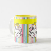 2 Couleurs Tasse Chat Souris Fromage Rayure (Devant gauche)