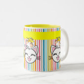 2 Couleurs Tasse Chat Souris Fromage Rayure (Devant droit)
