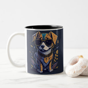2 Couleurs Tasse Chien Cool Coloré Avec Lunettes de Soleil Vi