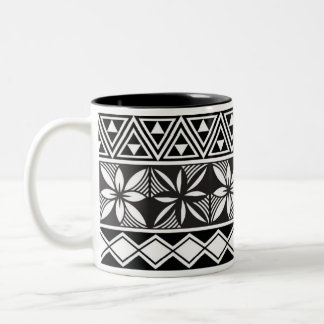 2 Couleurs Tasse classique à motif tribal géométrique noir et