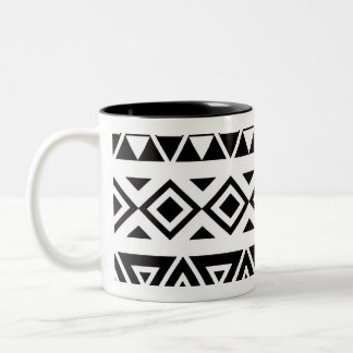 2 Couleurs Tasse classique à motif tribal géométrique noir et