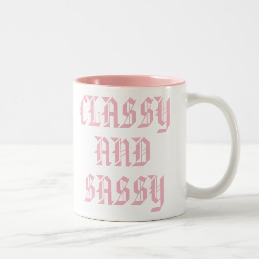 2 Couleurs Tasse classique et sassy | Tasse Humour rose (Droit)