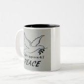 2 Couleurs Tasse Colombe de la Paix avec Écriture (Devant gauche)