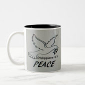 2 Couleurs Tasse Colombe de la Paix avec Écriture (Gauche)