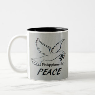 2 Couleurs Tasse Colombe de la Paix avec Écriture