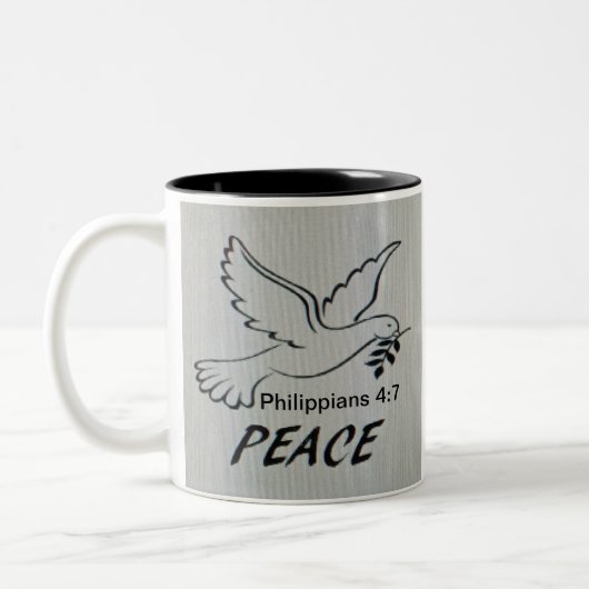 2 Couleurs Tasse Colombe de la Paix avec Écriture (Gauche)