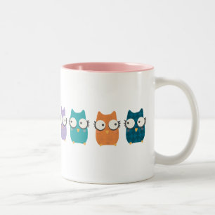 2 Couleurs Tasse colorée de hiboux