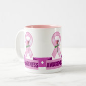 2 Couleurs Tasse - conscience de cancer du sein (Devant gauche)