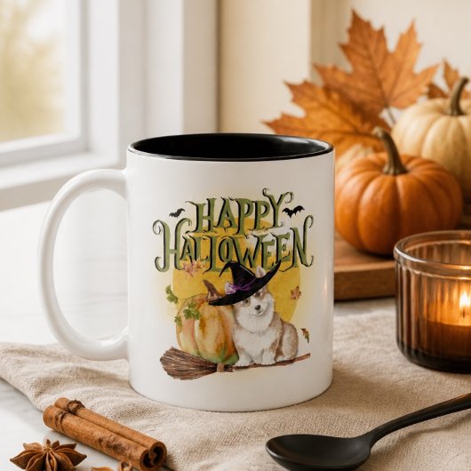 2 Couleurs Tasse Corgi Halloween
