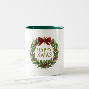 2 Couleurs Tasse - Couronne Joyeux Noël