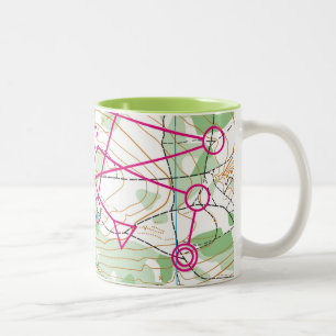 2 Couleurs Tasse - cours de course d'orientation
