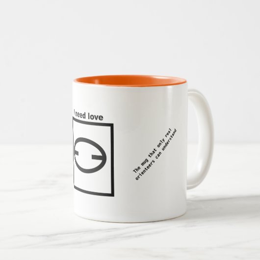 2 Couleurs Tasse - course d'orientation - j'ai besoin d'amour (Devant droit)