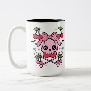 2 Couleurs Tasse crâne Halloween rose mignonne - Crâne Cerise