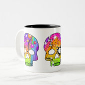 2 Couleurs Tasse - CRÂNES d'ART de POP (Devant gauche)