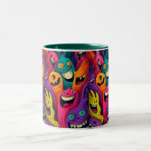 2 Couleurs Tasse Créature de Dessin Animé Abstrait Vibrant (Centre)
