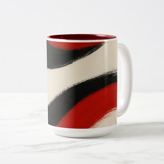 2 Couleurs Tasse d'accent à rayures abstraites modernes (Devant droit)