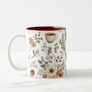 2 Couleurs Tasse d'accent de cuisine florale