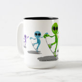 2 Couleurs Tasse d'aliens de snowboarding (Devant gauche)