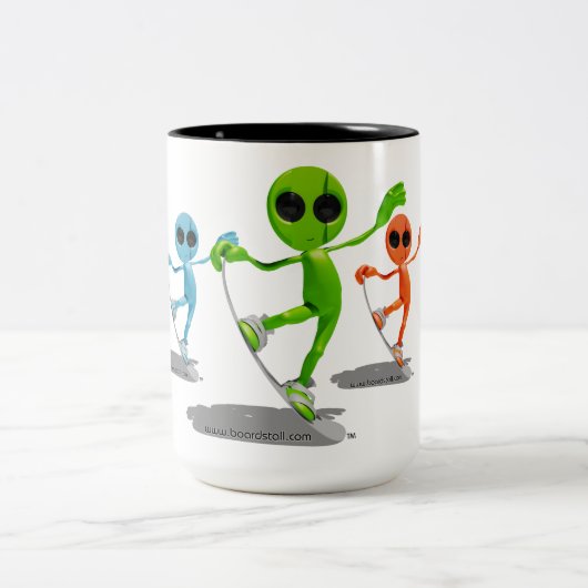2 Couleurs Tasse d'aliens de snowboarding (Centre)