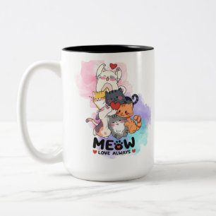 2 Couleurs Tasse d'amour de chat Miaou toujours